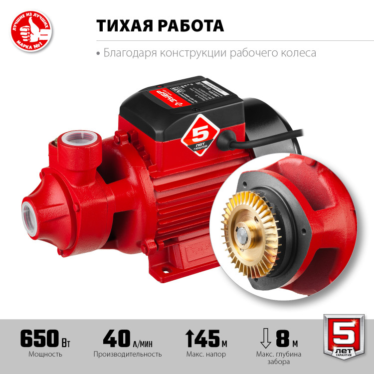 Насос М1 садовый поверхностный ЗУБР НС-М1-650-Ч