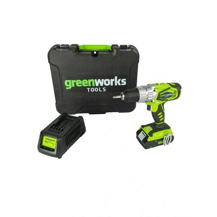Дрель-шуруповерт аккумуляторная Greenworks G24DDK2, 24V, c 1хАКБ 2 А.ч и ЗУ в кейсе
