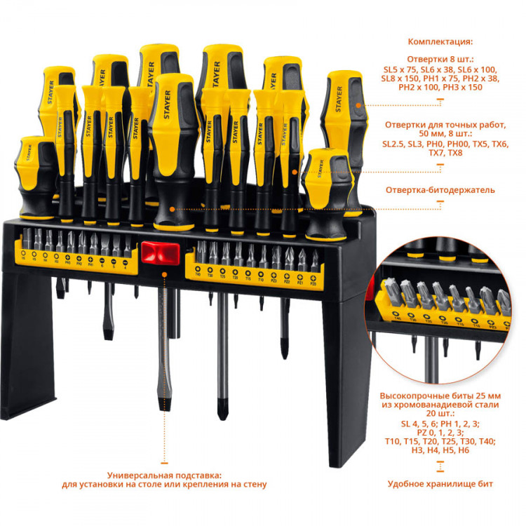 Набор отверток реверсивных STAYER 25312-H37