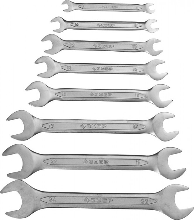 Набор рожковых гаечных ключей ЗУБР 27010-H8