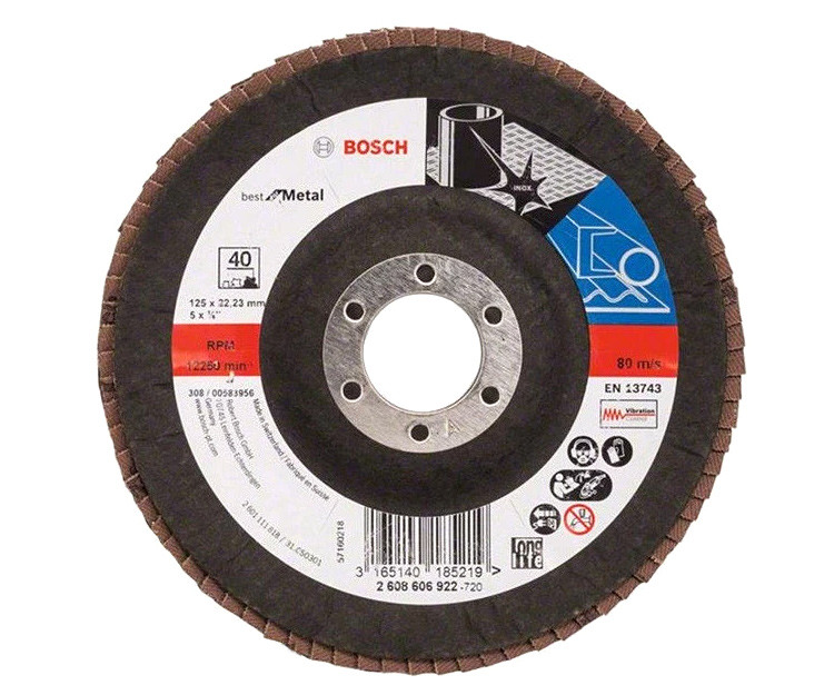 Лепестковый шлифкруг Bosch Best for Metal, X571, 125?22,23 мм, К60, 2608607327
