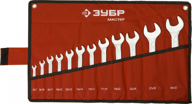 Набор рожковых гаечных ключей ЗУБР 27010-H12