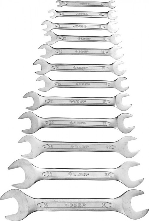Набор рожковых гаечных ключей ЗУБР 27010-H12