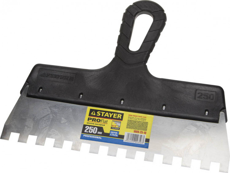 Шпатель зубчатый STAYER 1009-25-10