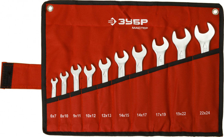 Набор рожковых гаечных ключей ЗУБР 27010-H10