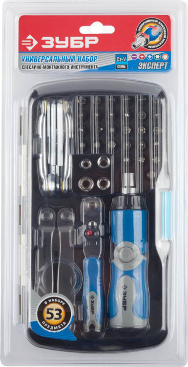 Набор слесарно-монтажный и многофункциональный инструмент в пластмассовом боксе ЗУБР 25290-H53