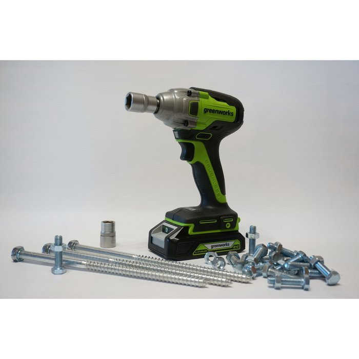 Гайковерт ударный аккумуляторный Greenworks GD24IW400, 24V, без АКБ и ЗУ