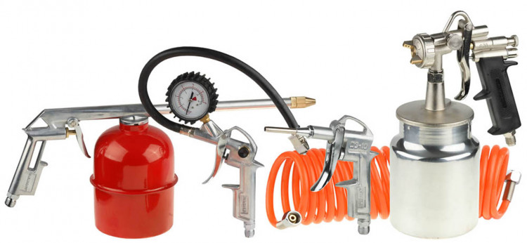 Набор пневматический универсальный: краскораспылитель с нижним бачком