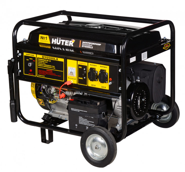 Портативный бензогенератор HUTER DY6500LX с колесами