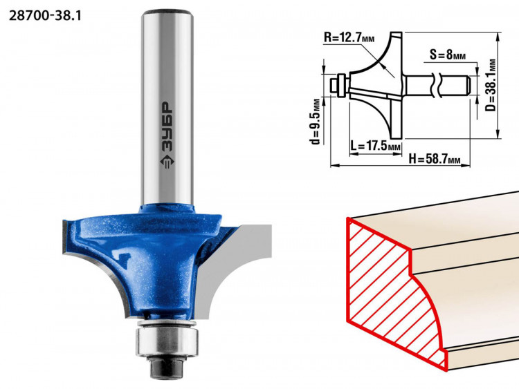 Фреза кромочная калевочная ЗУБР 28700-38.1