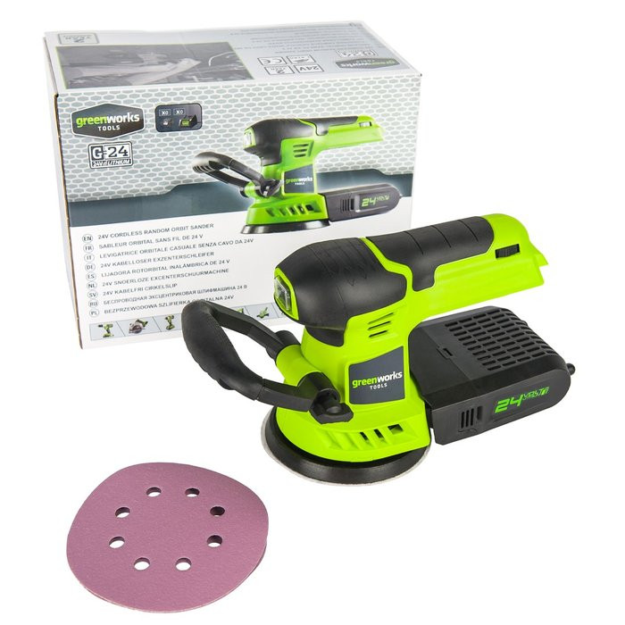 Шлифовальная машина, аккумуляторная Greenworks G24ROS, 24V, без АКБ и ЗУ