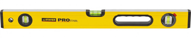 Уровень строительный STAYER 3471-060_z01 предназначен для контроля горизонтальности и вертикальности поверхностей. Три ударозащищенные колбы (1 поворотная). Точность измерения 1 мм/м. Особо усиленный профиль. Поворотная колба на 360°.