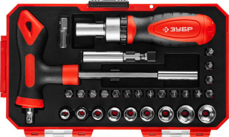 Отвертка реверсивная с насадками ЗУБР 25168-H29