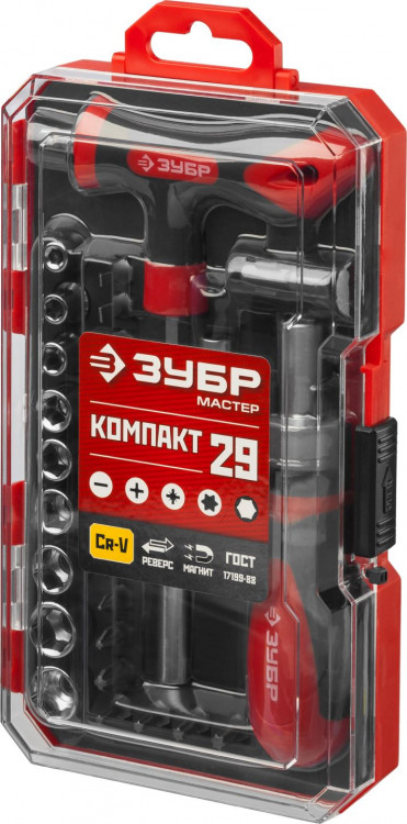 Отвертка реверсивная с насадками ЗУБР 25168-H29