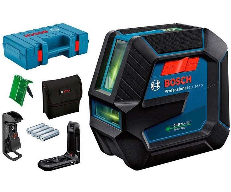 Линейный нивелир BOSCH GLL 2-15 G + LB 10 + DK 10 + кейс