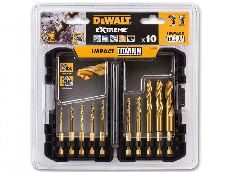 Набор сверл по металлу DeWALT TITANIUM IMPACT HSS-Tin DT50050 (3-12x71,5 - 95 мм)