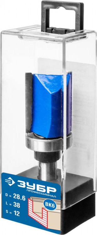 Фреза пазовая прямая с верхним подшипником ЗУБР 28756-28.6-38-12