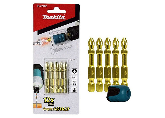 Магнитная насадка Mag booster с набором бит PH2 (5 шт.) MAKITA B-42488