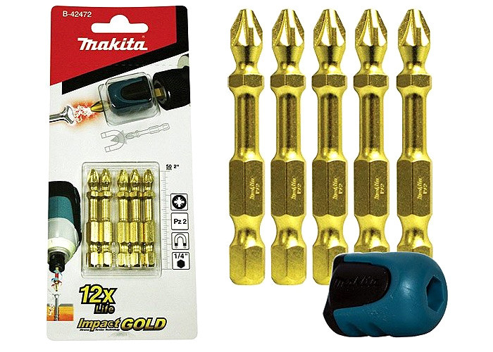 Магнитная насадка Mag booster с набором бит PZ2 (5 шт.) MAKITA B-42472