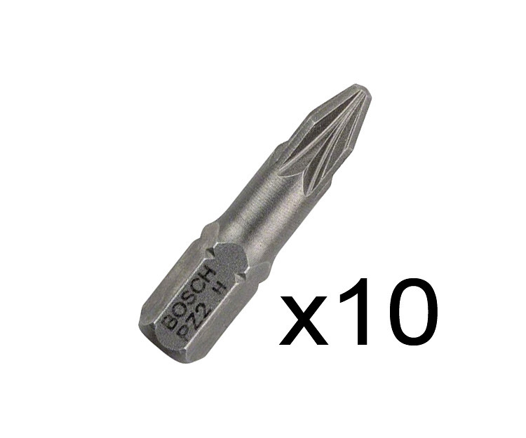 Бита Bosch Extra Hard 25 мм PZ2, 10 шт.