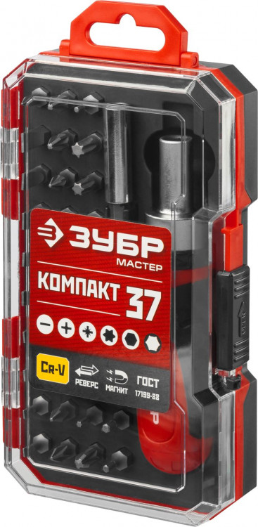 Отвертка реверсивная с насадками ЗУБР 25164-H37