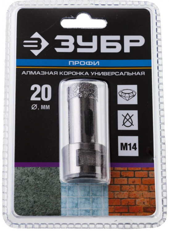 Буровая коронка алмазная ЗУБР 29865-20