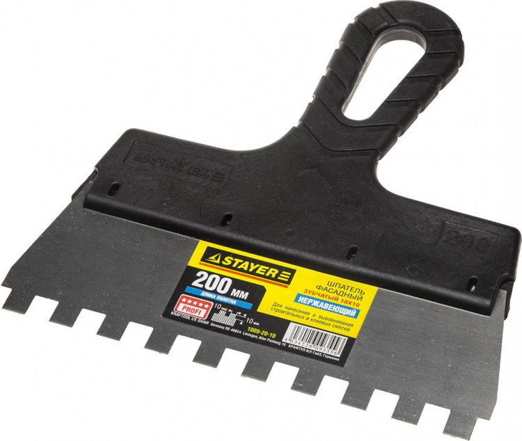 Шпатель зубчатый STAYER 1009-20-10