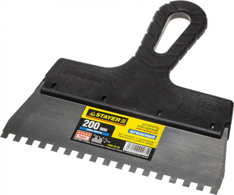 Шпатель зубчатый STAYER 1009-20-06