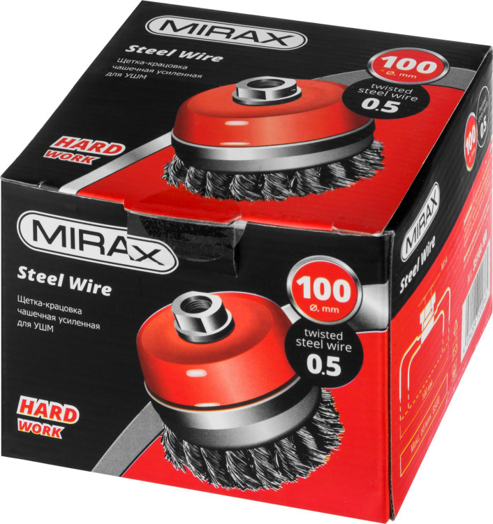 Усиленная щетка чашечная для УШМ MIRAX 35144-100