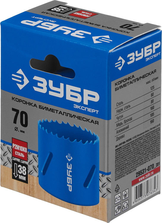 Буровая коронка биметаллическая ЗУБР 29531-070_z01