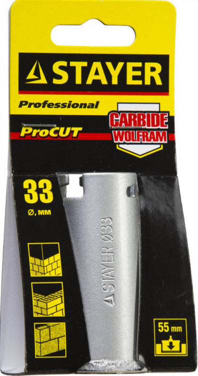 Буровая коронка с твердосплавным напылением STAYER 33345-33