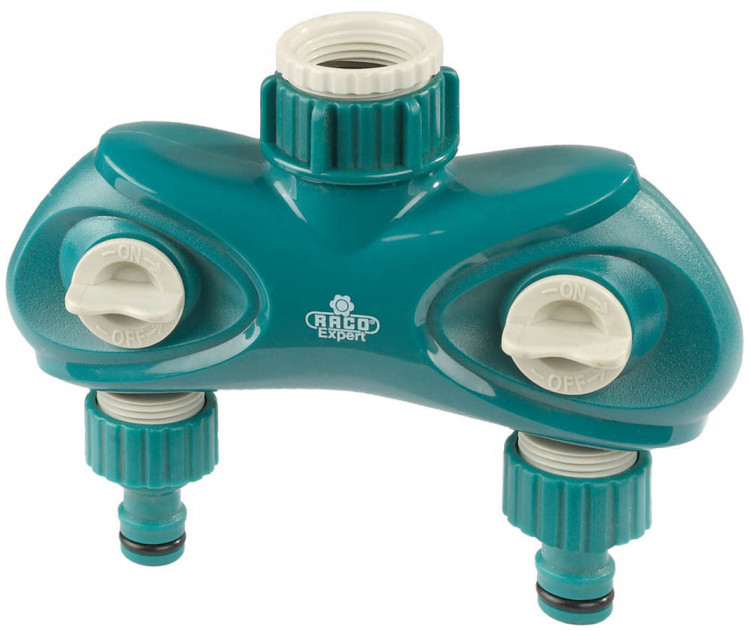 Распределитель двухканальный поливочный (резьба внешняя-соединитель) LUXURY RACO 4250-55264C