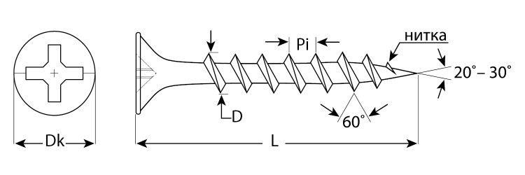 Саморезы гипсокартон-дерево ЗУБР 300032-42-076