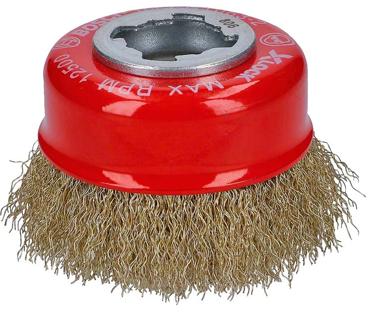 Чашечная щетка Bosch X-Lock 75 мм витая латунь Inox 0,3 мм