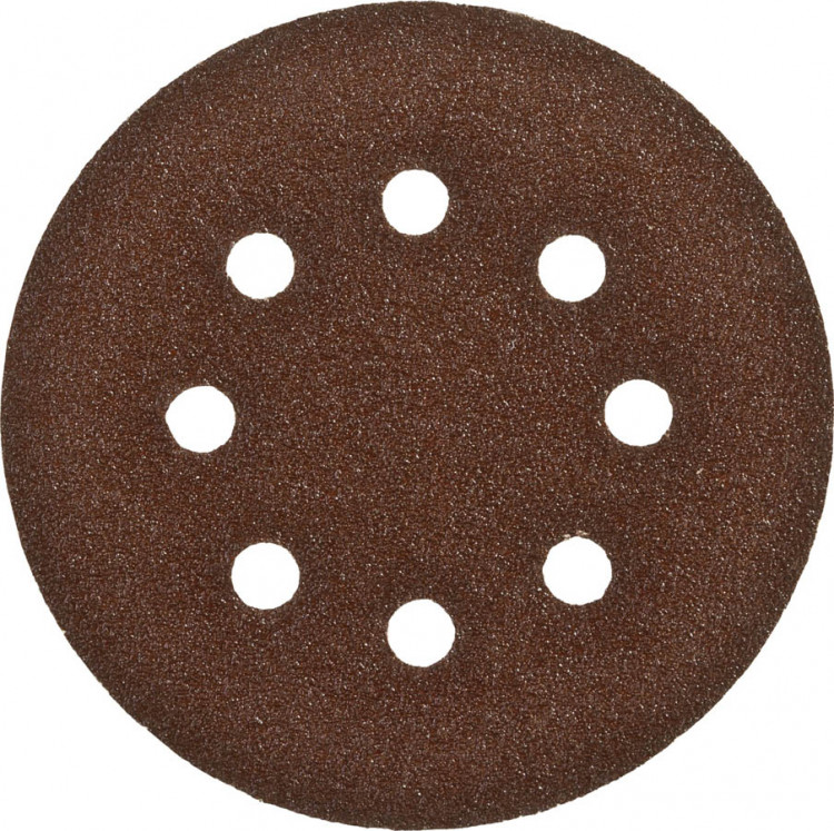 Круги шлифовальные на липучке из абразивной бумаги 125 мм ЗУБР 125 мм 8 отв. Р80
