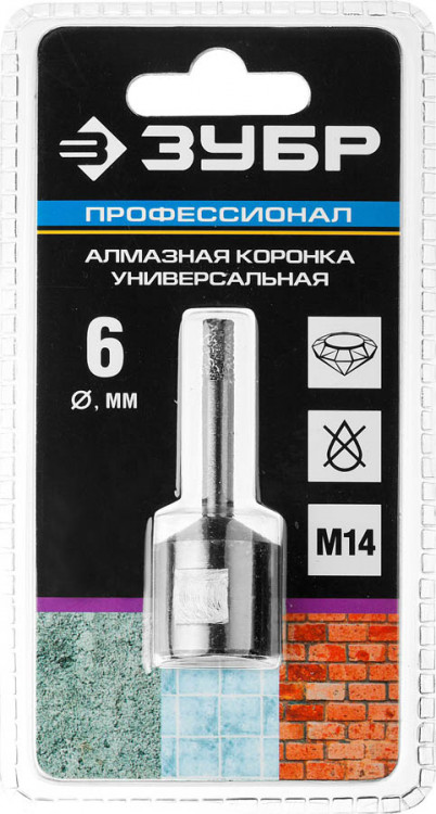 Буровая коронка алмазная ЗУБР 29865-06-M14