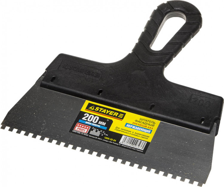 Шпатель зубчатый STAYER 1009-20-04