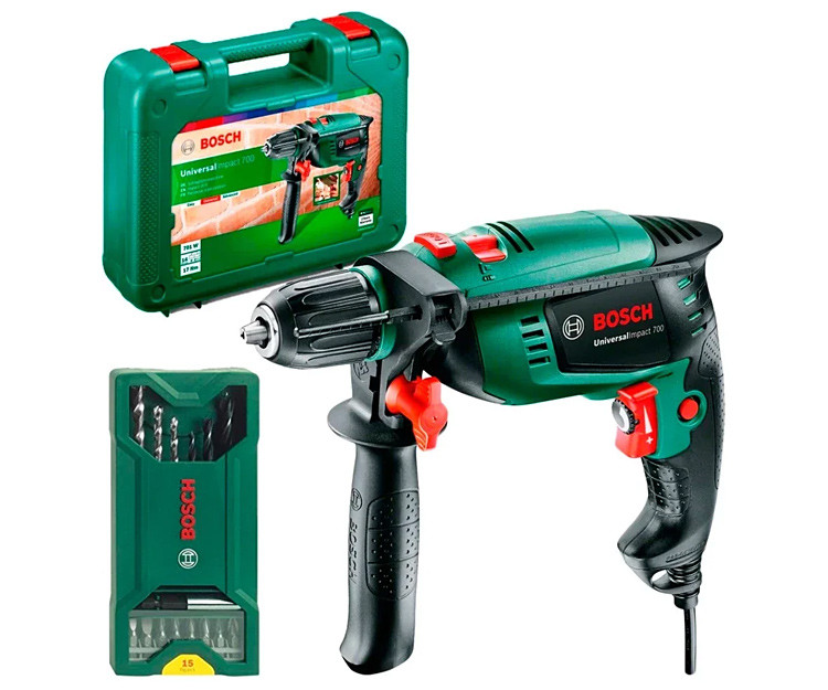 Ударная дрель Bosch UniversalImpact 700 + набор