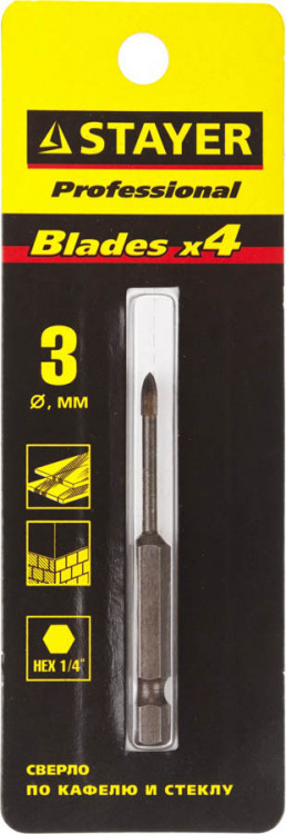 Сверло по кафелю и стеклу 3 мм STAYER 2985-03_z01