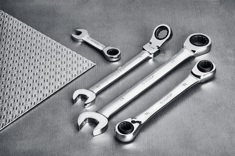 Набор накидных гаечных ключей трещоточных ЗУБР 27105-H3