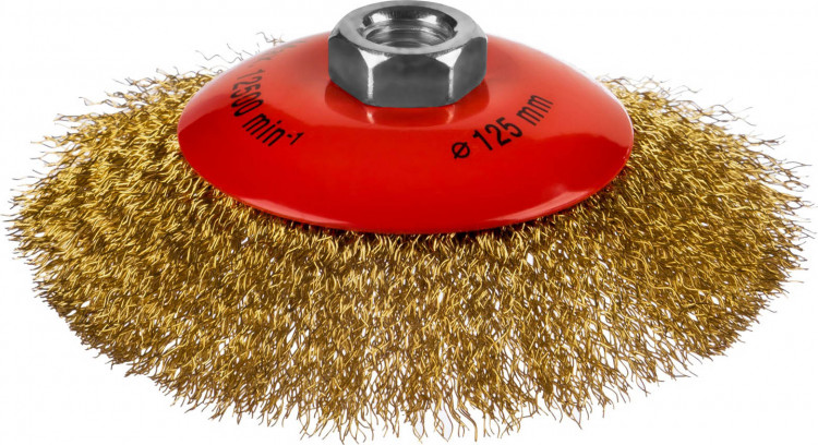 Щетка крацовка коническая для УШМ MIRAX 35143-125