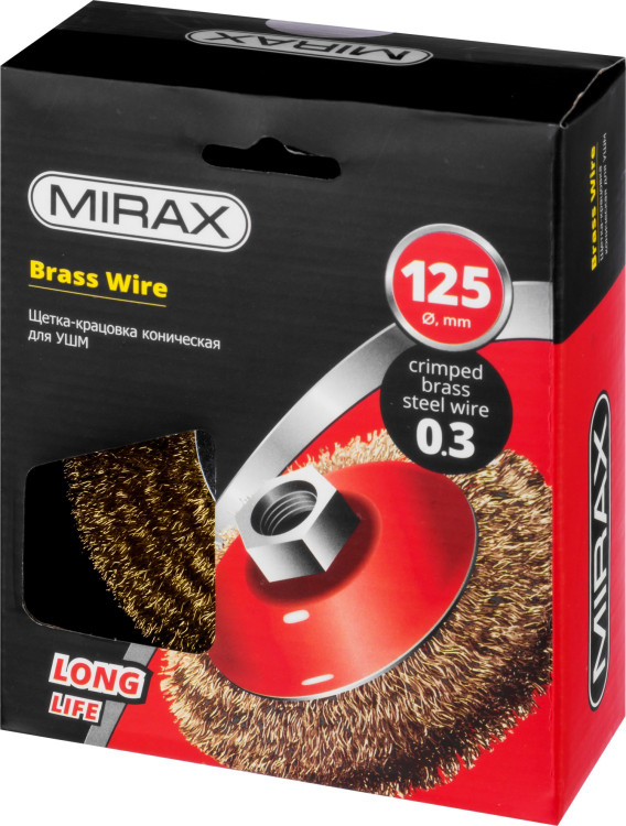 Щетка крацовка коническая для УШМ MIRAX 35143-125