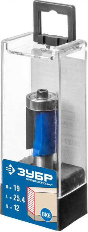 Фреза кромочная с нижним подшипником ЗУБР 28727-19-25.4-12