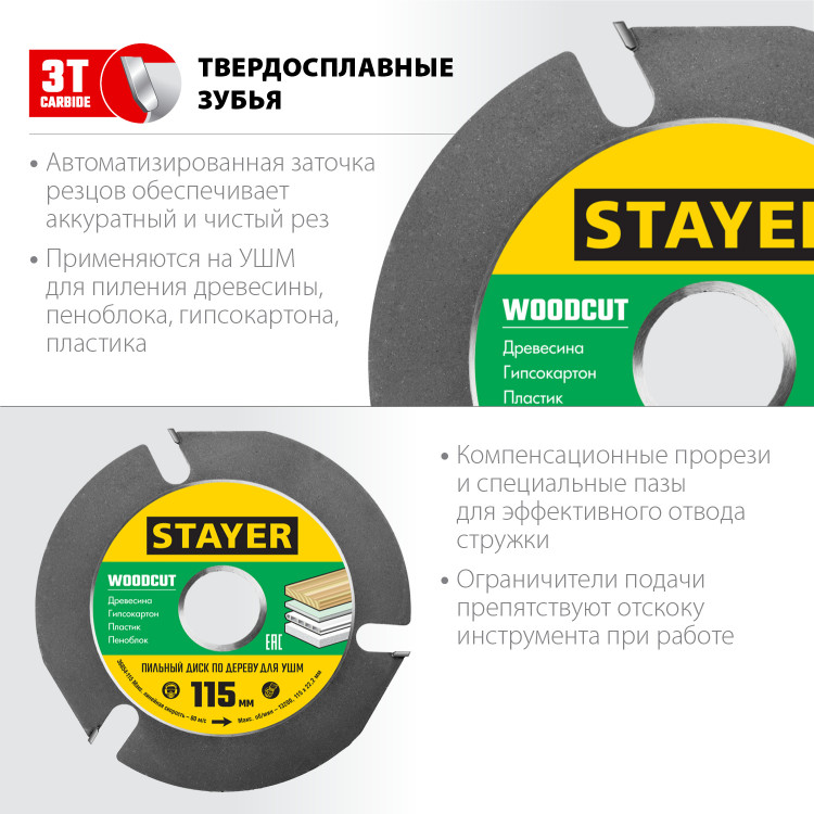 Диск пильный для УШМ STAYER 36854-115