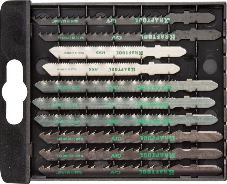 Набор полотен KRAFTOOL 159590-H10 для электролобзика является профессиональным расходным инструментом и обладает повышенным рабочим ресурсом.