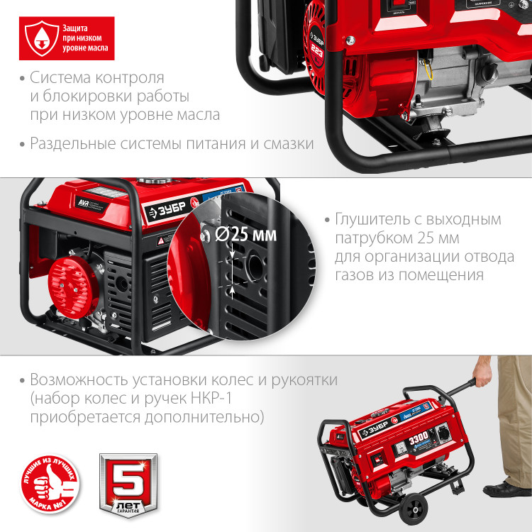 Гибридный электрогенератор ЗУБР СГ-3300