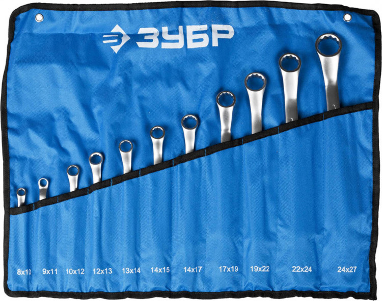 Набор накидных гаечных ключей изогнутых ЗУБР 27132-H11