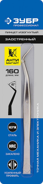 Пинцеты ЗУБР 22211-3-160 применяются для работ с небольшими предметами и элементами
