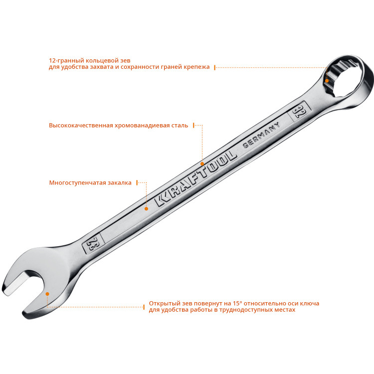 Набор комбинированных гаечных ключей KRAFTOOL 27079-H18E
