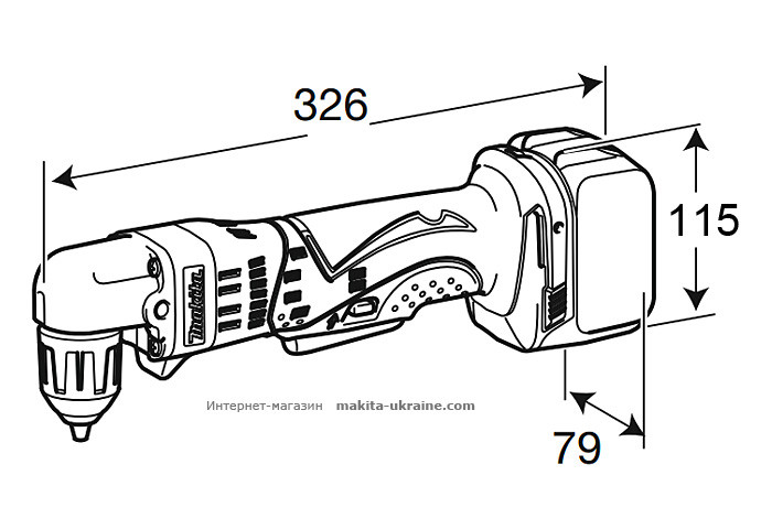 Аккумуляторная угловая дрель MAKITA DDA351Z